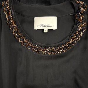 3.1 Phillip Lim Black Blouse with Embellished Collar